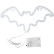 Resim Yarasa Tasarım Led'ler Neon Işık 3 Aa Hücre İşletimli Sabit Parlak Mod Neon Tabela Dekoratif Işıklar Duvar Mavi 