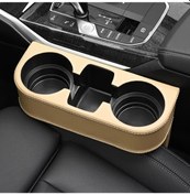 Resim Chuangyinshop Premium Deri Beige Koltuk Ara Bosluk Saklama Kutusu Bardaklik Cep Telefonu Cuzdan Sise Organizer 