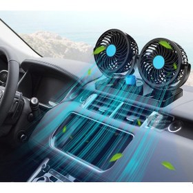 Resim Üniversal Oto Ofis Araç İçi Torpido Üstü Vantilatör Çift Başlıklı Çakmaklık Girişli 2 Kademeli Soğutucu Fan 360 Dönebilen Ultra Sessiz Araç Fanı 12v Mavi 00 Şüscaroto Aksesuar 