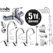 Resim Irmak Banyo Lavabo Mutfak Bataryası Robot Duş Ve Banyo Aksesuarları Duş Eviye Musluğu Krom 