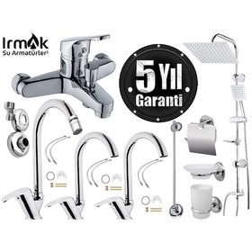 Resim Irmak Banyo Lavabo Mutfak Bataryası Robot Duş Ve Banyo Aksesuarları Duş Eviye Musluğu Krom 