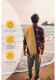 Resim Favora Peştamal Plaj Havlusu 90x140 - Sarı 