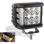 Resim ŞüsCarOto Aksesuar Off Road LED Lamba Delici Yayıcı Beyaz Turuncu Flaşlı Kare Sis Farı Projektör 45W 12 LED Metal Arazi Çalışma Lambası 1 Adet 