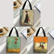 Resim + Moda Unsurları 1 adet, Soyut Sanat, Kadın Köpek Desenli Tuval Çanta, Alışveriş, Günlük Kullanım, Tatil Hediyeleri, Yüksek Kaliteli, Bayanlar Tuval Çantası. 