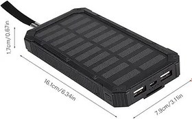 Resim Acouto Spor Ve Seyahat Için Taşınabilir 20000mAh Solar Hızlı Şarj Çift USB Güç Bankası Kılıfı - Kendin Yap Kiti (BLACK) 