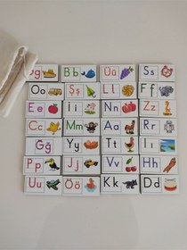 Resim Renkli Resimli Alfabe Domino Puzzle 