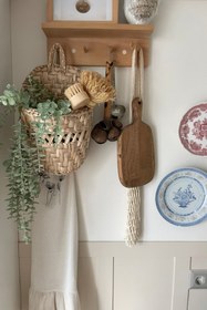 Resim AFRALYAHOME Hasır Posta Kutusu Çiçeklik Saksılık Gazetelik Kitaplık Hasır Ahşap Sepet Dekoratif Aksesuar 35 Cm 