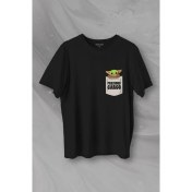 Resim Kendim Seçtim The Mandalorian Bebek Yoda Cep Tasarımı Baskılı Tişört Unisex T-Shirt 