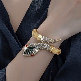Resim Şık Taşlı Yılan Bileklik - Çinko Alaşımlı, Parlayan Siyah ve Kırmızı Taş Tasarımı, Günlük ve Parti Durumları İçin Mükemmel, Her Gün Aksesuarı|Şık Bileklik|Çinko Alaşımlı Bileklik 