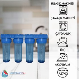 Resim WaterMelon Daire Bina Sayaç Girişi 10" Inch 4 Aşama Su Arıtma Cihazı (İLETKENLİK DÜŞÜRÜCÜ YUMUŞATMA SİSTEMİ) 