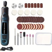 Resim 51 adet Elektrikli Oyma Parlatma Matkap Aracı 3 Hız Ayarlı USB Şarj DIY Kiti Mavi Versiyon 