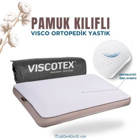 Resim Pamuk Kılıflı Small Visco Ortopedik Yastık, Kahverengi, 60x40x10 