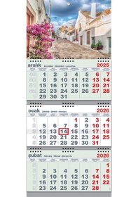 Resim 2026 Büyük Boy Gemici Takvimi Denizci Duvar Takvimi Yeşil Renk Üç Parça Spiralli 33x77.5 CM 