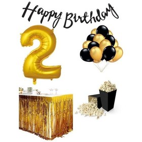 Resim 2 Yaş Gold-siyah Balon Rakam Folyo Banner Mısır Kutusu Masa Ete 