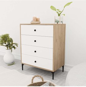 Resim 3700 Agata 4 Çekmeceli Ayaklı Şifonyer Sepet - Beyaz 