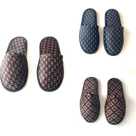 Resim Majhi 3'lü Erkek Kışlık Terlik Ev Terliği Çeyiz Bohça Seti Misafir Terliği 