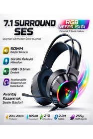 Resim Reidan G606 7.1 4d Profesyonel Usb Oyuncu Gaming Kulaklık Pc Telefon Bilgisayar Kulaklığı 