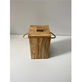 Resim Ip Tutamaklı Ahşap Çöp Kovası Küçük Boy Ahşap Banyo Çöp Kutusu Mutfak Çöp Kovası 