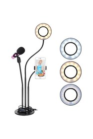 Resim Asfal Özçekim LED Selfie Tripod Telefon ve Mikrofon Tutuculu Canlı Yayın Işığı 3" Halka 70 cm 