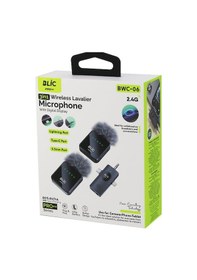 Resim 3in1 Kablosuz İkili Yaka Mikrofon Tüylü Dijital Ekran Lightning - 