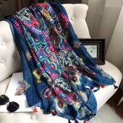 Resim 1 adet Zarif Çiçek Desenli Şal, 180x85cm, Yumuşak Sıcaklık, Polyester, Dikdörtgen, Püskül Detaylı, Kadınlar İçin, Tüm Mevsimler İçin Kullanılabilir, Dekoratif Plaj Şalı 