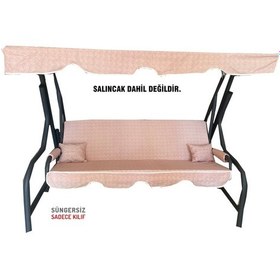 Resim 3 Kişilik Salıncak Minderi Süngersiz Kılıfı Pudra Bahçe Minderi (547460939) 