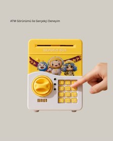 Resim Çocuklar İçin Sarı Elektronik Şifreli Para Biriktirme Kumbarası 