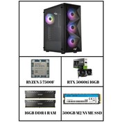 Resim Ramtech Nıghtfall R5-7500F 16 GB RTX 5060 TI 16 GB 500 MB M2 SSD Free Dos Masaüstü Oyun Bilgisayarı 