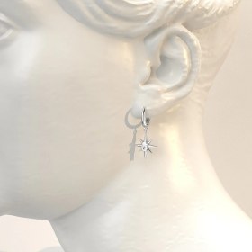 Resim İndigo Takı Kutup Yıldızı Tek Taş Beyaz Gümüş Küpe 