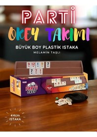 Resim Büyük Boy Okey Takımı 42 Cm Plastik Istakalı Melamin Taşlı Parti 