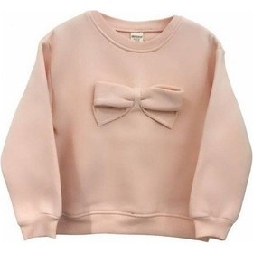 Resim Kız Çocuk Fiyonklu İçi Şardonlu 3 İplik Sweatshirt-15057 SOMON 