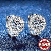 Resim 1 çift S925 saf gümüş moda retro zarif trend hafif lüks şık tatlı parıldayan göz alıcı sentetik Zirkonya yuvarlak Sentetik Zirkonyum yıldızlı oyuk geometri yüksek uçlu yaratıcı tasarım niş karakter INS tarzı 