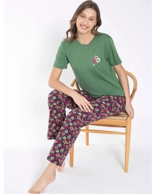 Resim Senfoni Kadın Bisiklet Yaka Çiçek Desenli Pijama Takımı 6032 -1 Adet 001 