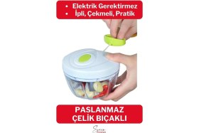 Resim Feyza Design Premium Manuel 3 Bıçaklı Paslanmaz El Rondo, Meyve ve Sebze Doğrayıcı 