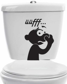 Resim Beta Moda Hub Komik Uff Koku Dekoratif Klozet Banyo Sticker Siyah 