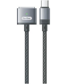 Resim Go-Des GD-UC807 140W 2 M Apple Uyumlu MacBook Type-C Magsafe 3 Şarj Kablosu Gri 