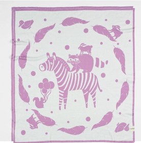 Resim Organik Triko Bebek Örtüsü, Zebra 80x90 , Lila 