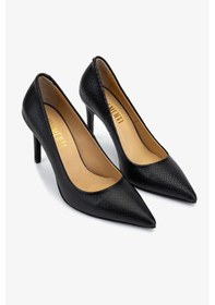 Resim Valmenti Kadın Hakiki Deri Siyah Yılan Desen Stiletto Ayakkabı 1168 8152 Bn Ayk Sk25-26 Sıyah Yln Bsk Siyah Yılan 