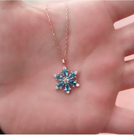 Resim MAVİ TAŞLI LOTUS GÜMÜŞ KOLYE 