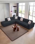 Resim Velura Home & Living Mila Köşe Takımı & Modern Kadife Sağ Köşe Koltuk Takımı - Mavi-1011 