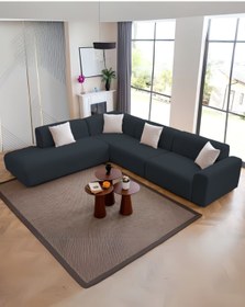 Resim Velura Home & Living Mila Köşe Takımı & Modern Kadife Sağ Köşe Koltuk Takımı - Mavi-1011 