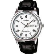 Resim Casio Erkek Kol Saati - Gün ve Tarih Göstergesi, Deri Kayış, Mineral Cam, Suya Dayanıklı, Zaman Tutma Fonksiyonu 