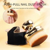 Resim Push-Pull Tırnak Tozu Fırçası - Tırnak Yüzeylerinde Hızlıca Toz Temizleyin, Ergonomik Sap ve Depolama Standı ile Çift Uçlu Tasarım, Manikür ve Makyaj Uygulaması için Kokusuz, Tırnak Fırçası, Manikür Aracı, Şık Fırça Tasarımı, Dayanıklı Yapı 