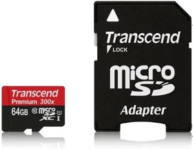 Resim Transcend Premium Class 10 microSDXC 64 GB hafıza kartı, SD adaptörlü (UHS-I, 45 Mbps okuma hızı) [Amazon hayal kırıklığı yaratmayan ambalaj] 