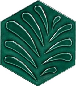 Resim Armada Çini 15x17 Cm Yaprak Yeşil Altıgen Seramik 