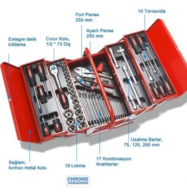 Resim Crescent Ctb 61Eu Metal Takım Çantalı Profesyonel Alet Seti, 61 Parça 