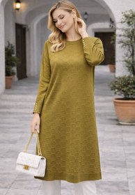 Resim Fresh&Moda Kadın Mevsimlik Petek Desen Uzun Büyük Beden Triko Kazak 