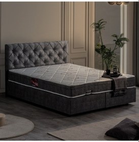 Resim Setaymobilya Baza, Çift Kişilik Eylül Antrasit Baza+Başlık+Comfort Yatak Seti 