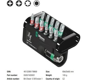 Resim Wera Bit-Check 12 Bitorsion 1 Bits Seti 05057420001 