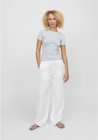 Resim Jack & Jones Kadın Rahat Kalıp Keten Pantolon - Flora 12249649 White Bej 